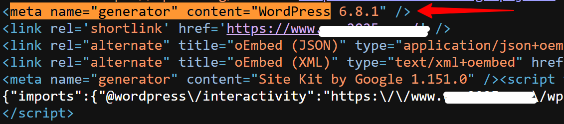 La version de WordPress dans le code source