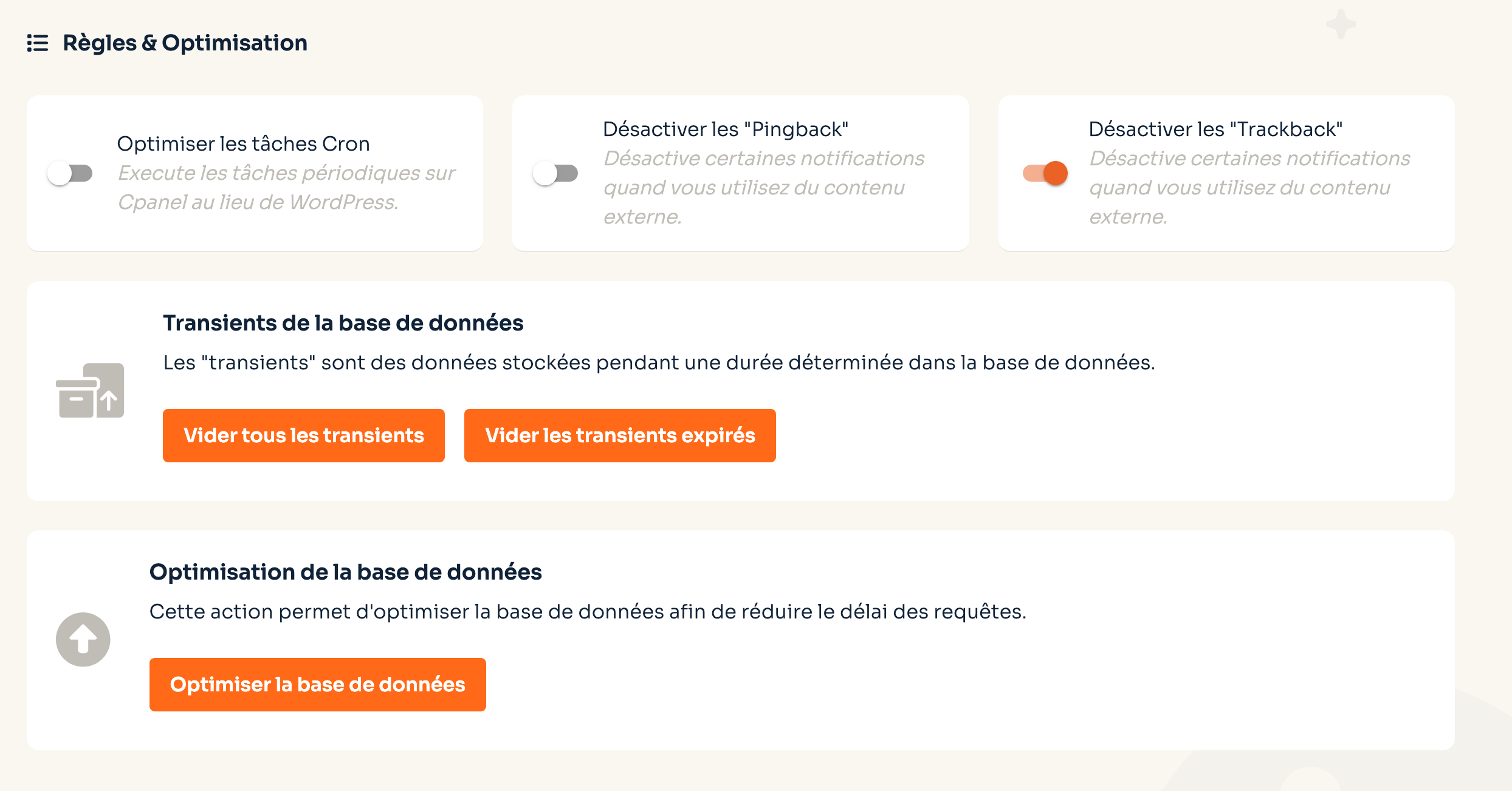 Règles et optimisation de la performance sur WP Tiger.