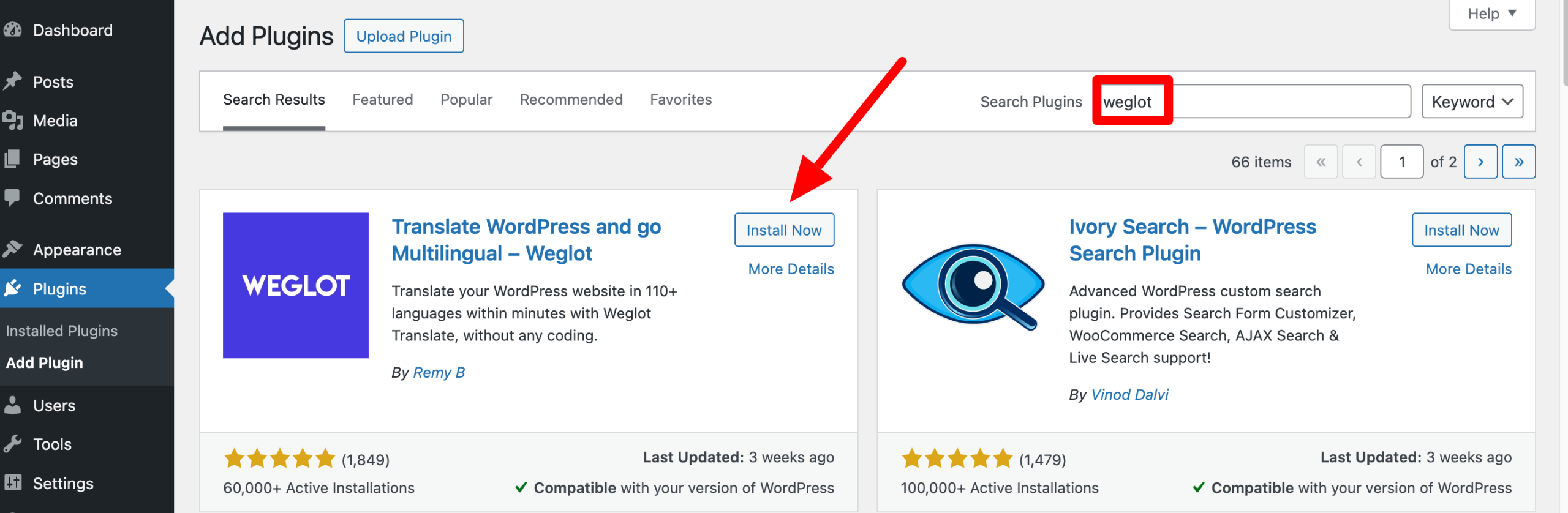 Weglot plugin added to WordPress.