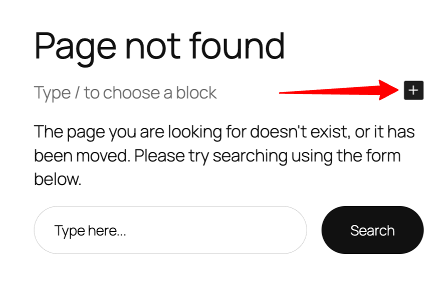 Creating a 404 page template in the WordPress site editor.