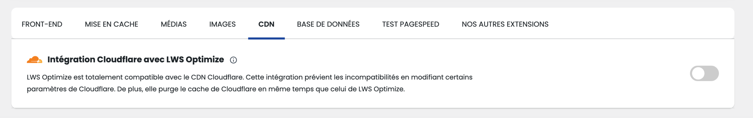 Intégration à Cloudflare de LWS Optimize.