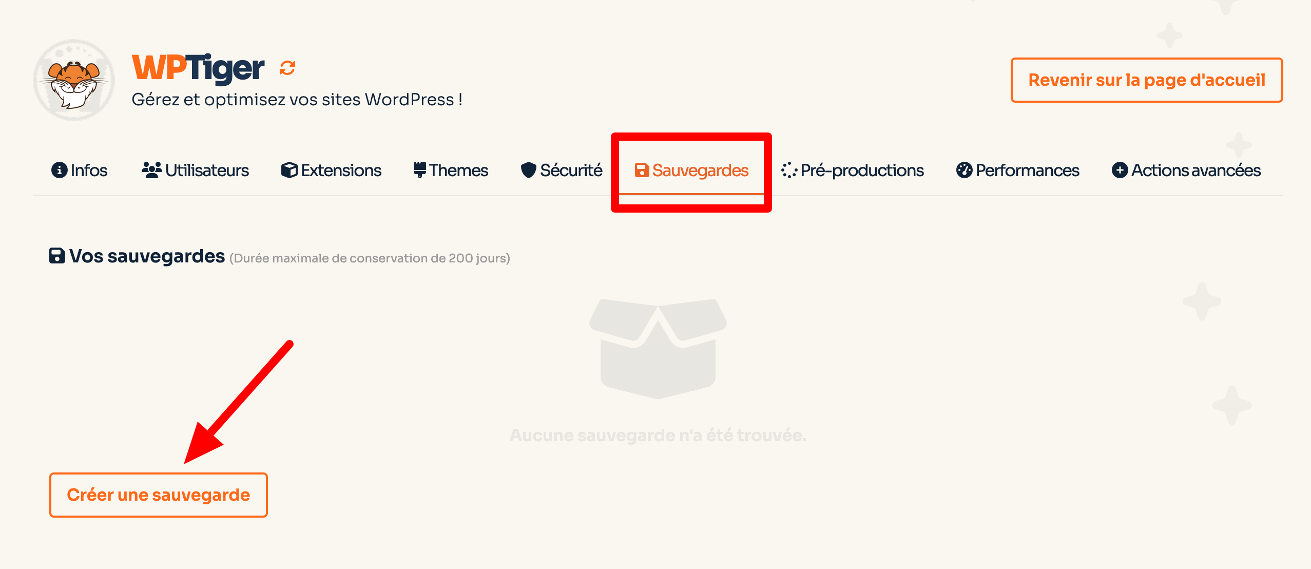 Création d'une sauvegarde o2switch sur l'outil WPTiger.