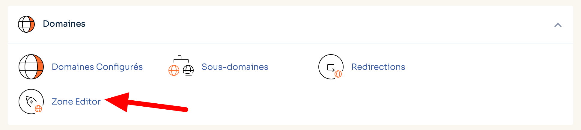 L'outil Zone Editor de cPanel.