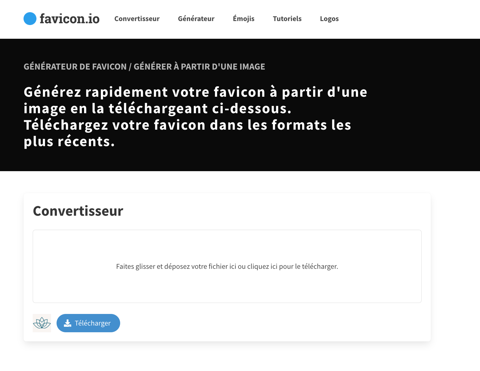 Ajoutez votre favicon pour la décliner en plusieurs formats