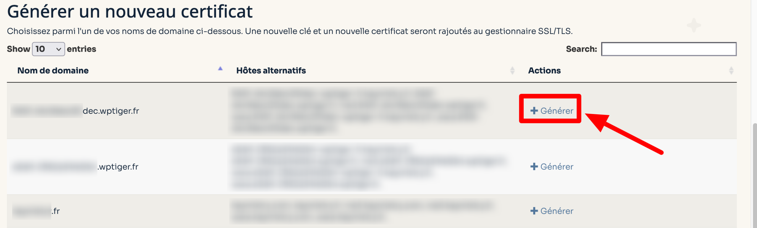 Un bouton pour générer un certificat SSL chez o2switch sur cPanel.