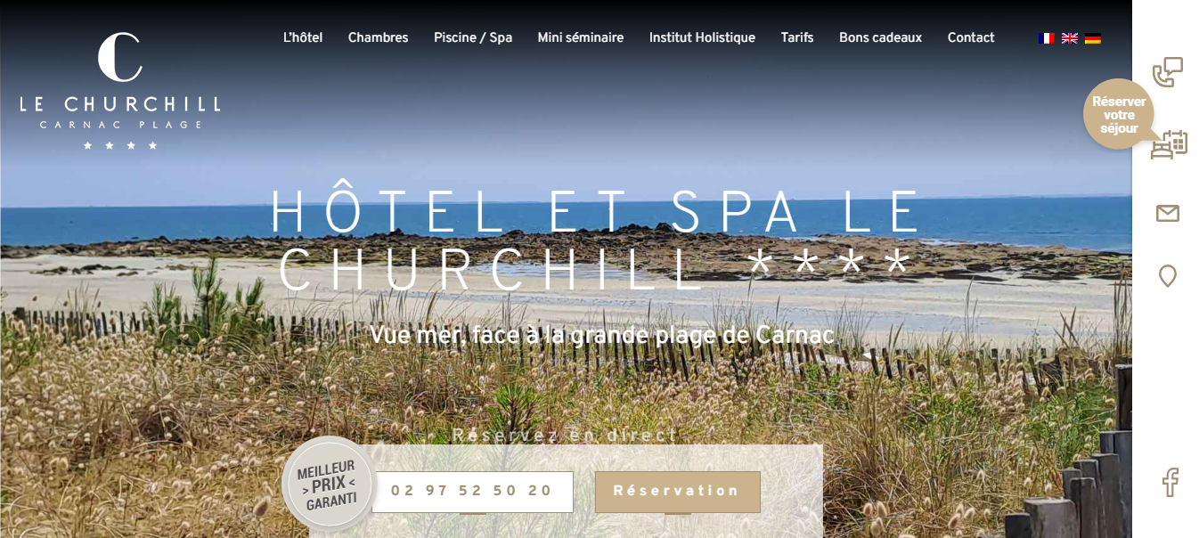 Le site web de l'hôtel et spa Le Churchill.