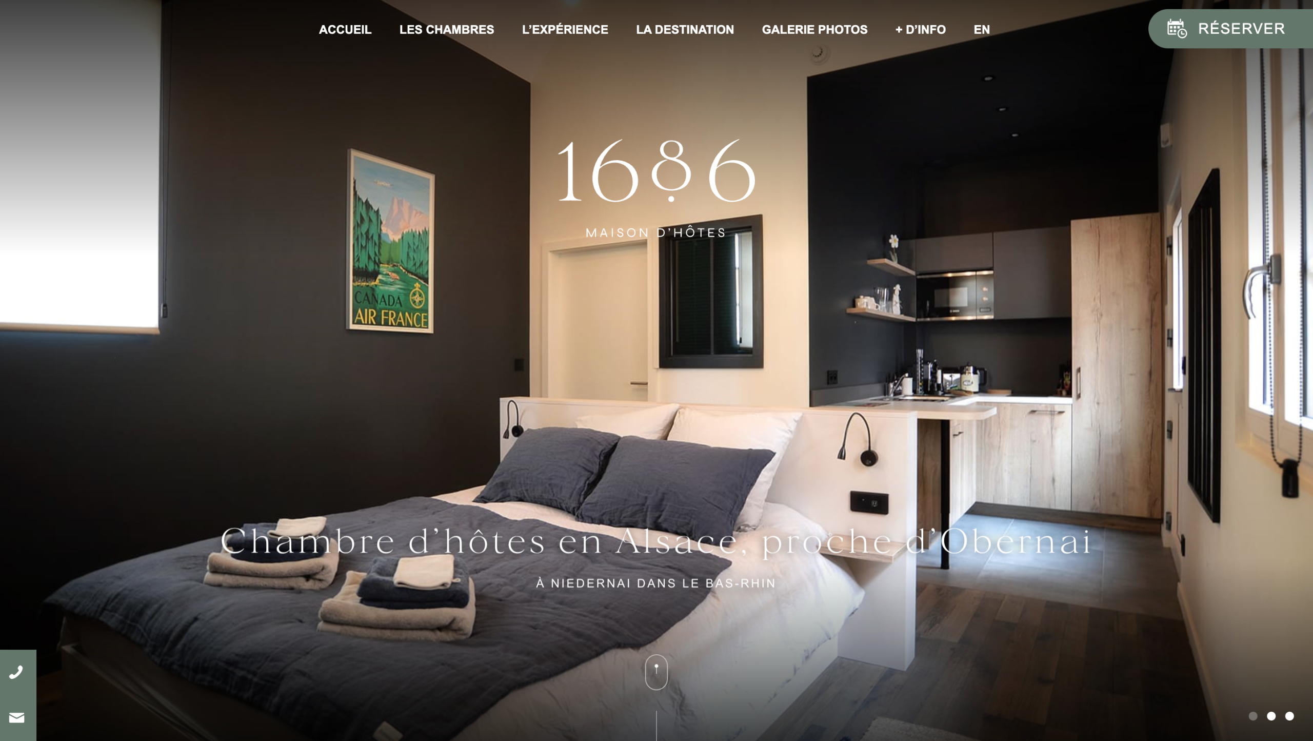 Le site web de la maison 1686, qui propose des chambres d'hôtes en Alsace.
