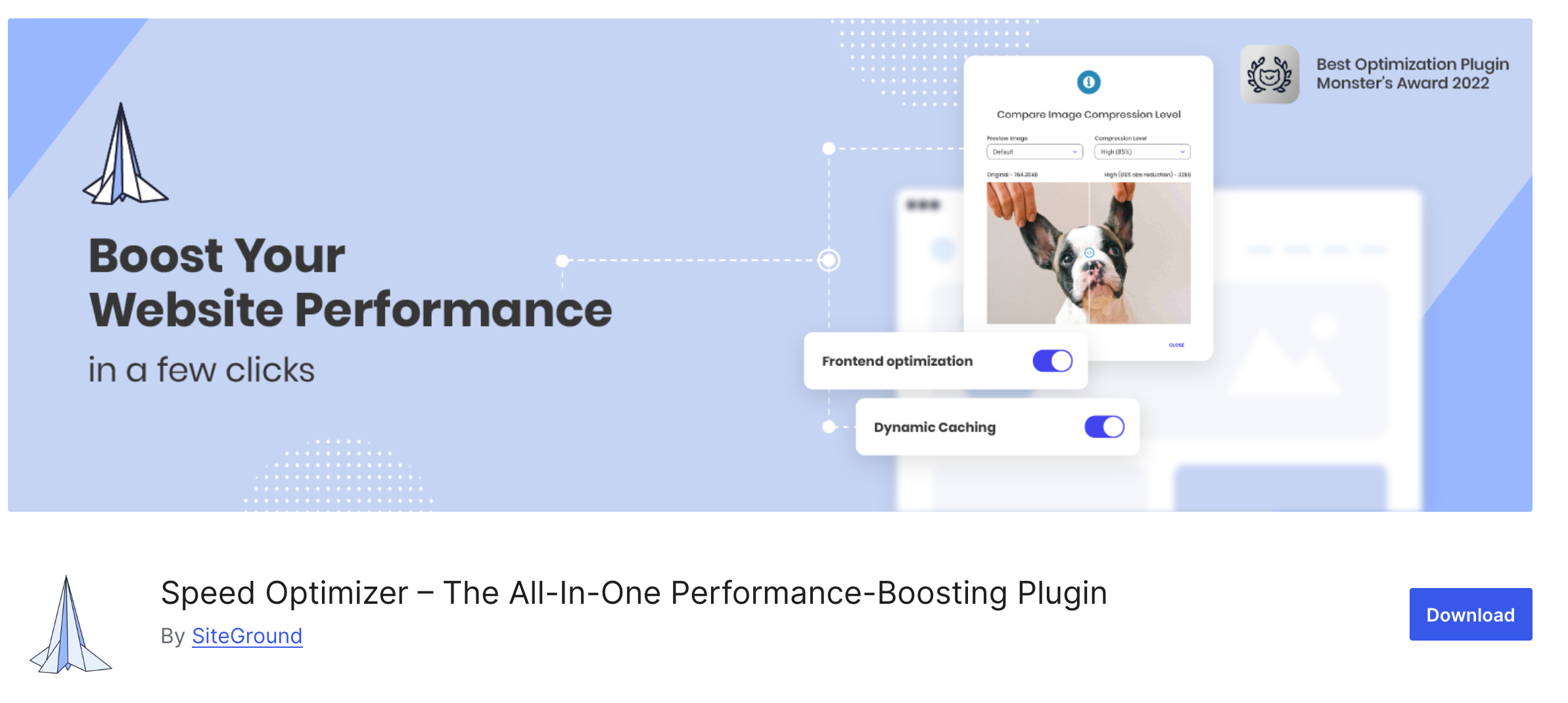 SiteGround's Speed Optimizer plugin in the WordPress plugin directory.