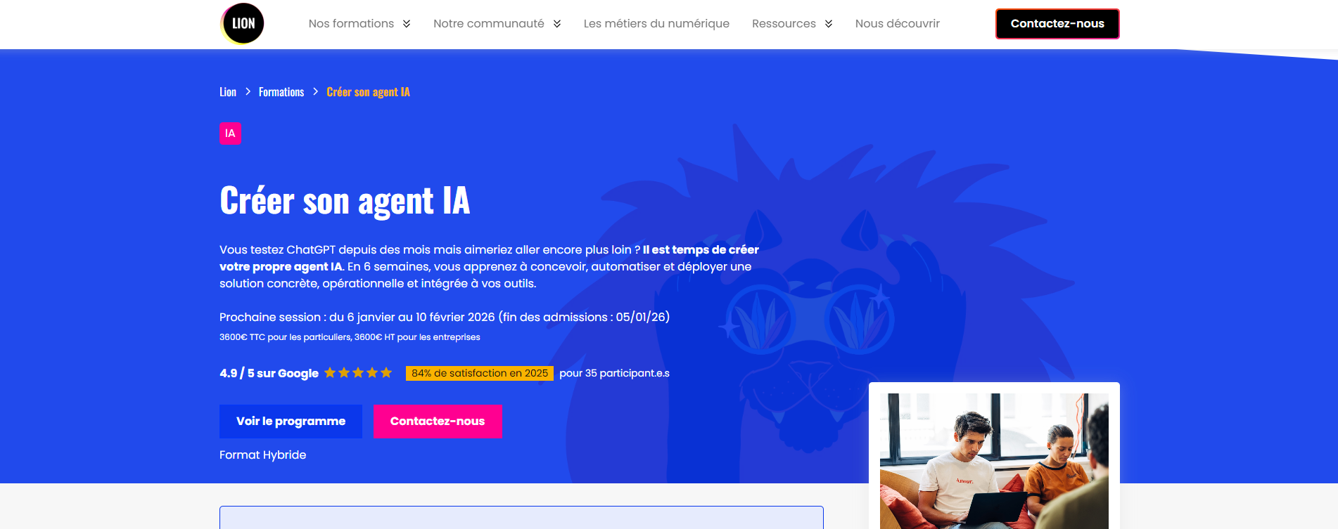 La formation en intelligence artificielle de Lion