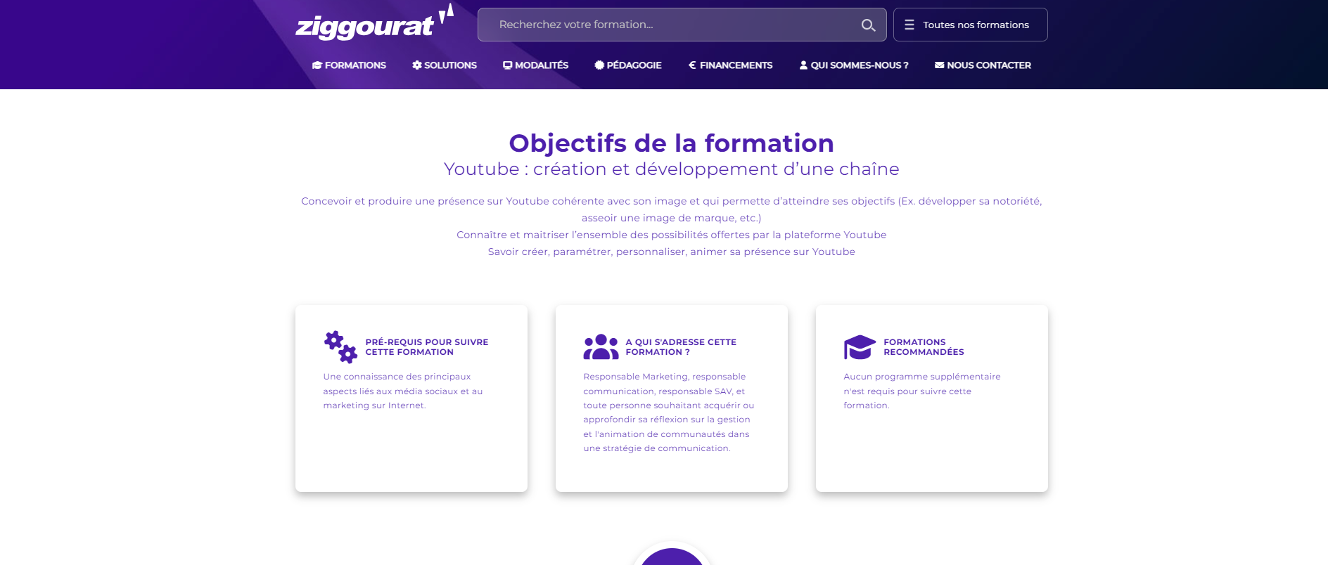 La formation YouTube de Ziggourat