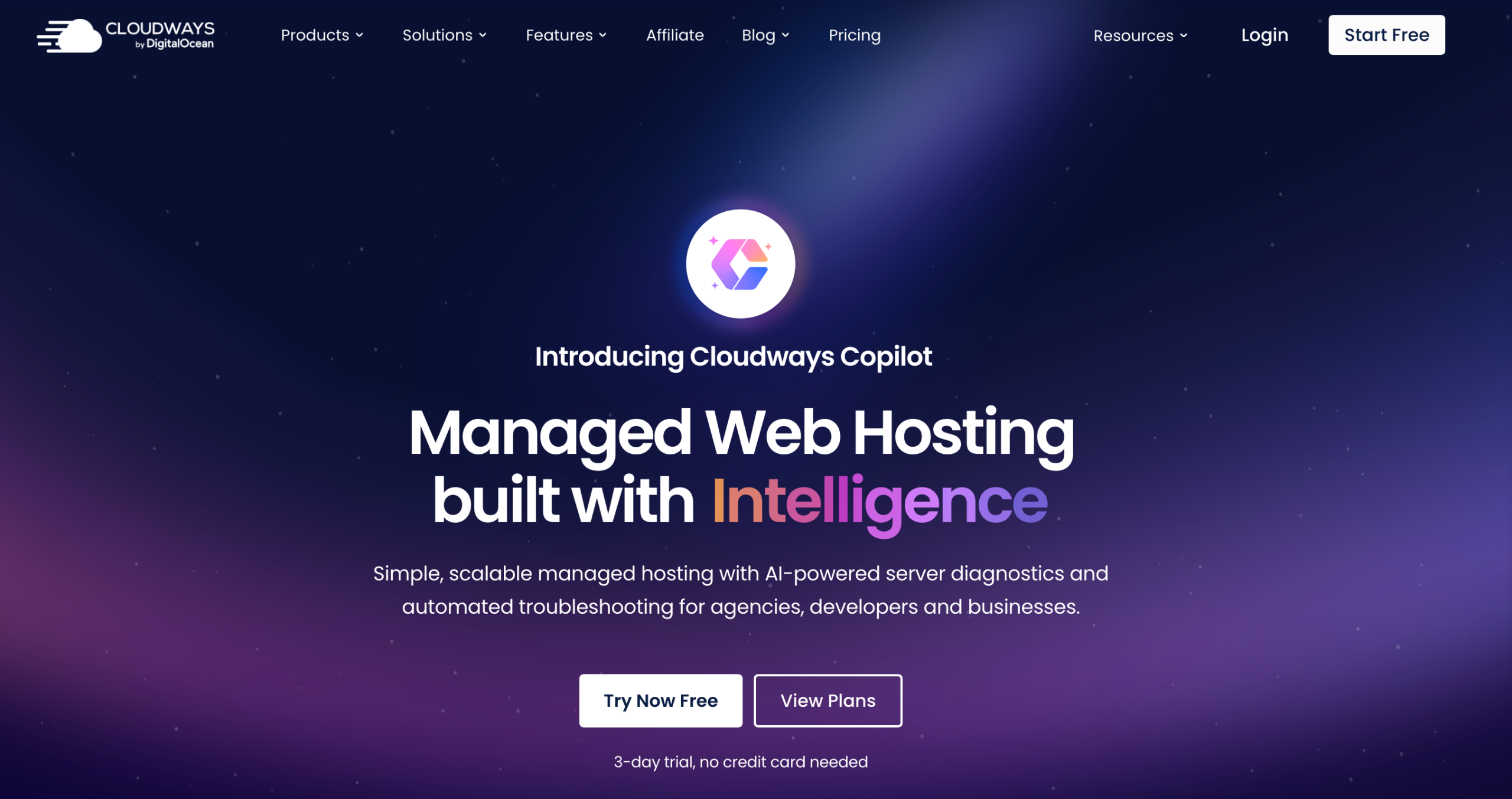 The homepage of the official Cloudways website.