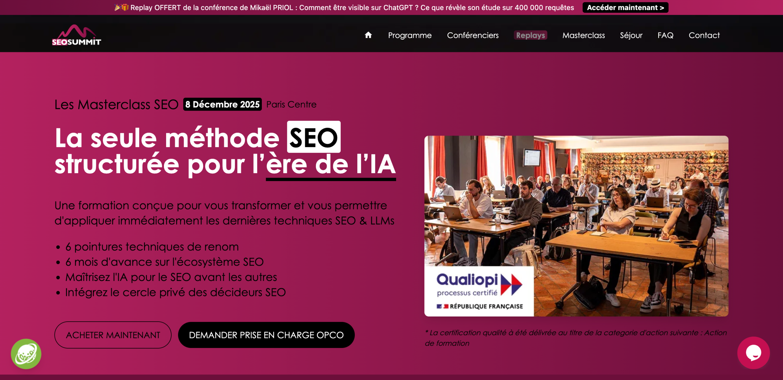 Les masterclass SEO du SEO Summit