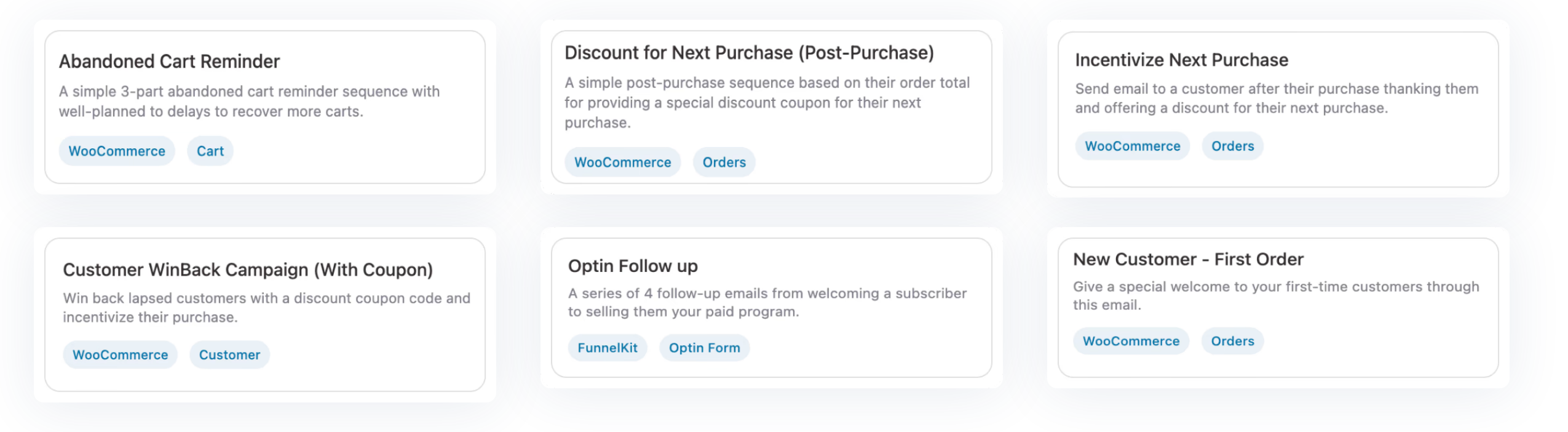 Overview of FunnelKit's email options.