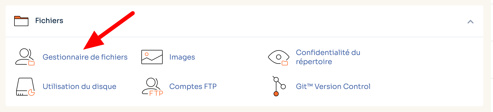 Le gestionnaire de fichiers de cPanel.
