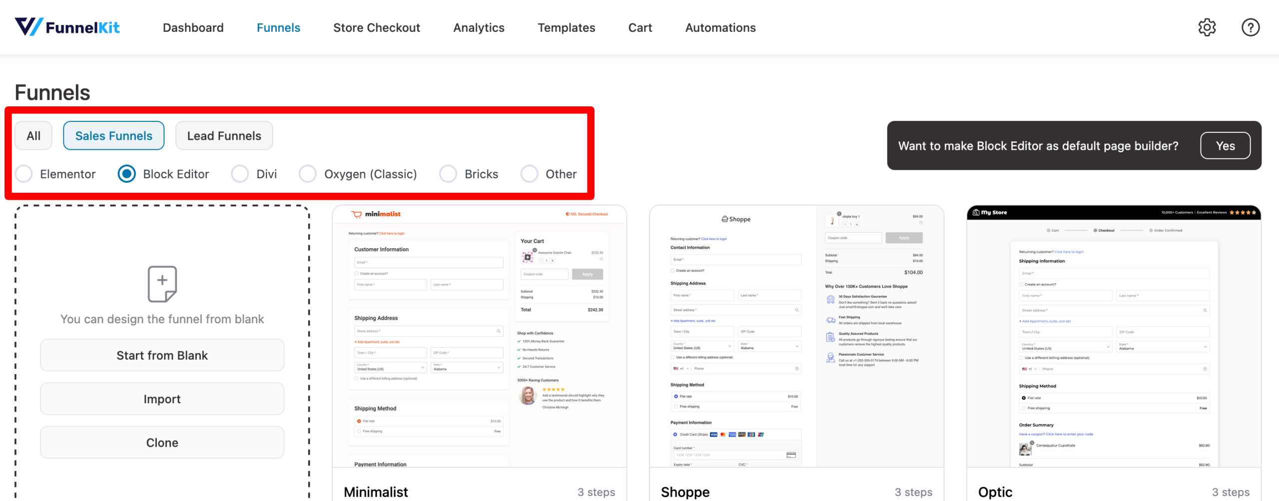 Création d'un funnel avec FunnelKit.