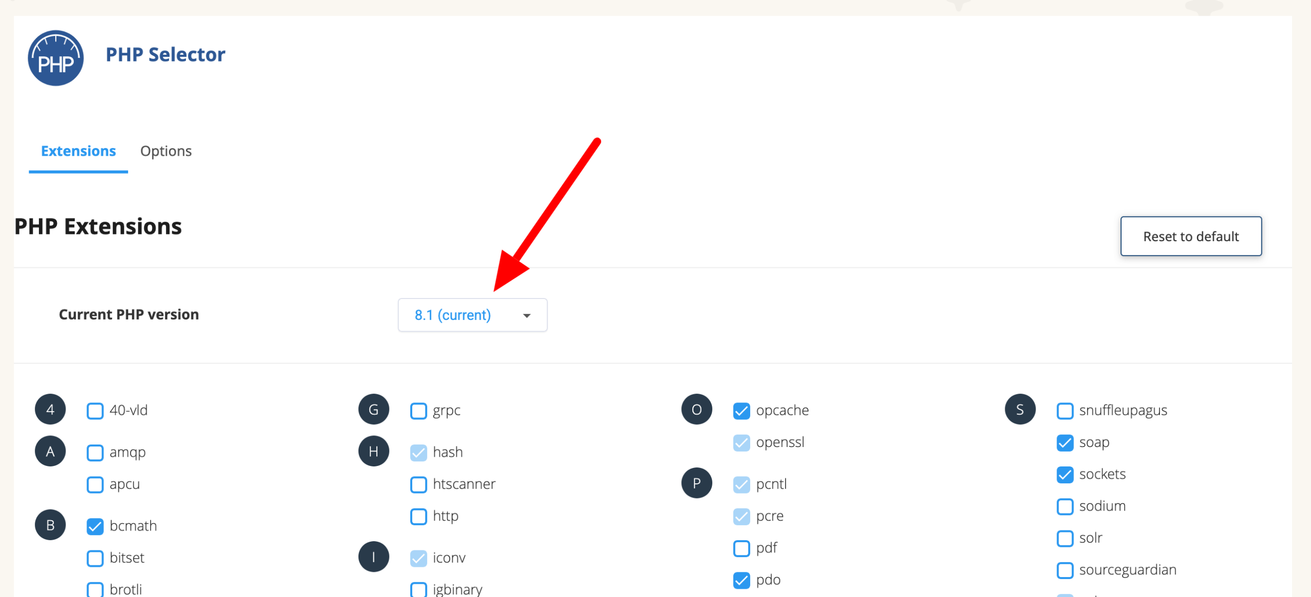 Changement de la version de PHP sur cPanel.