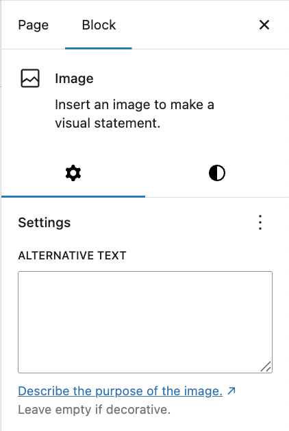Screenshot of the alternative text box for an image in WordPress.