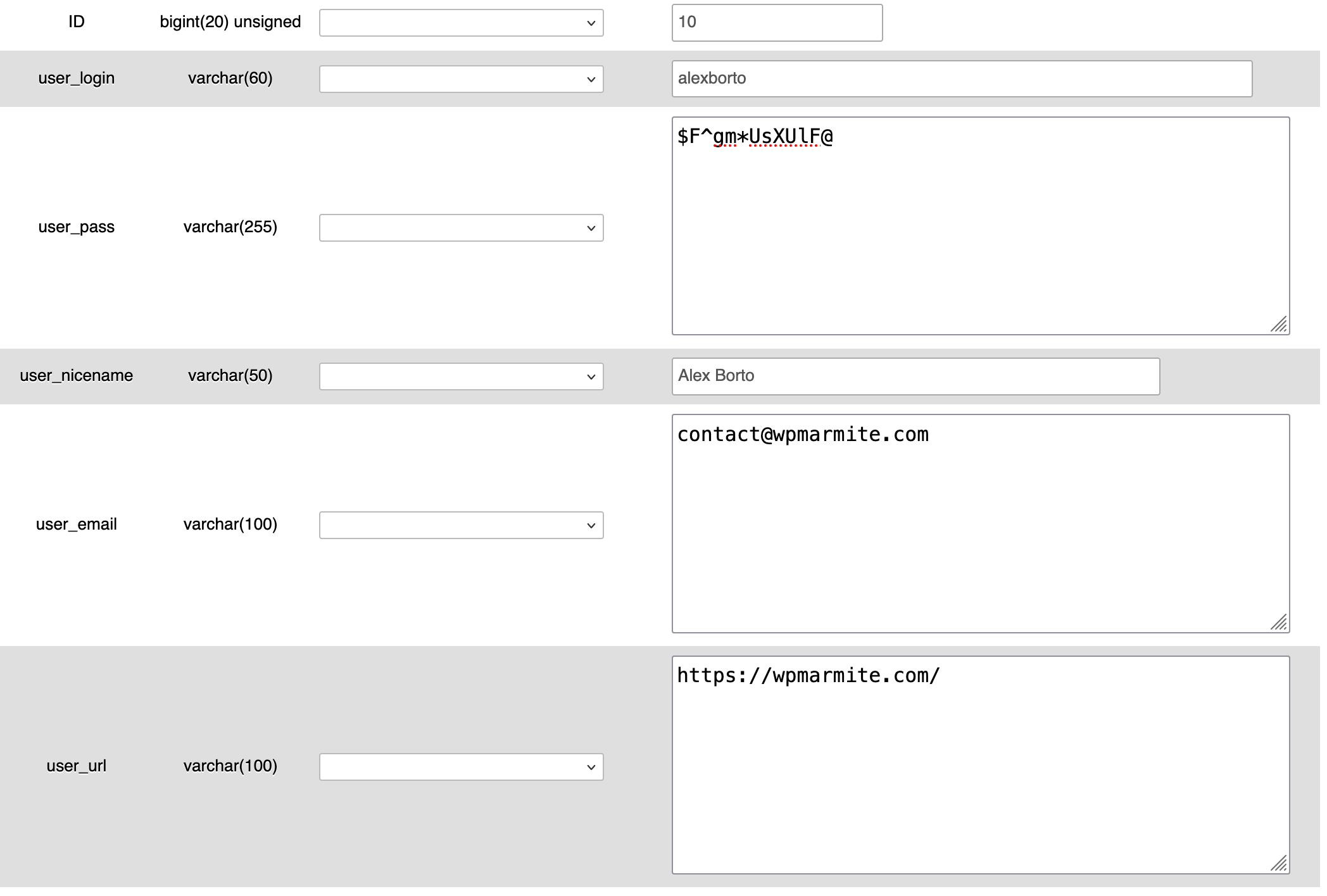 Adding an admin user account in phpMyAdmin.