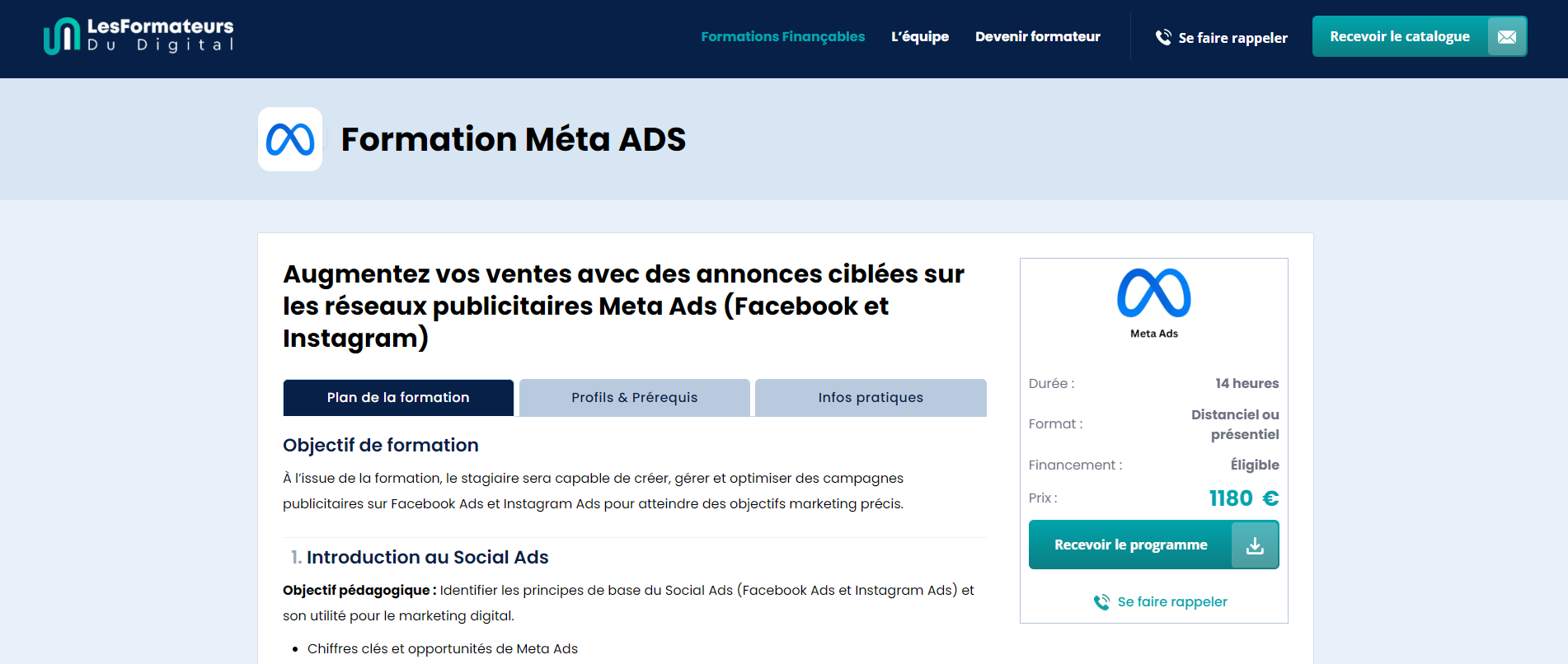 La formation Meta Ads des Formateurs du Digital