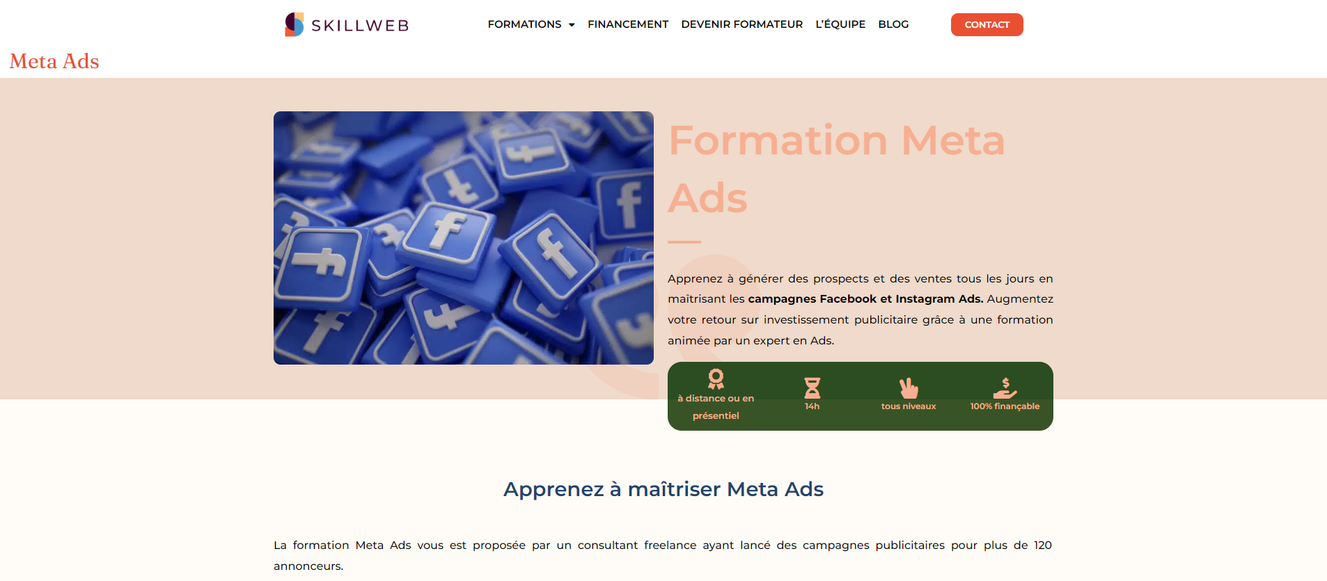 La formation Meta Ads de Skillweb