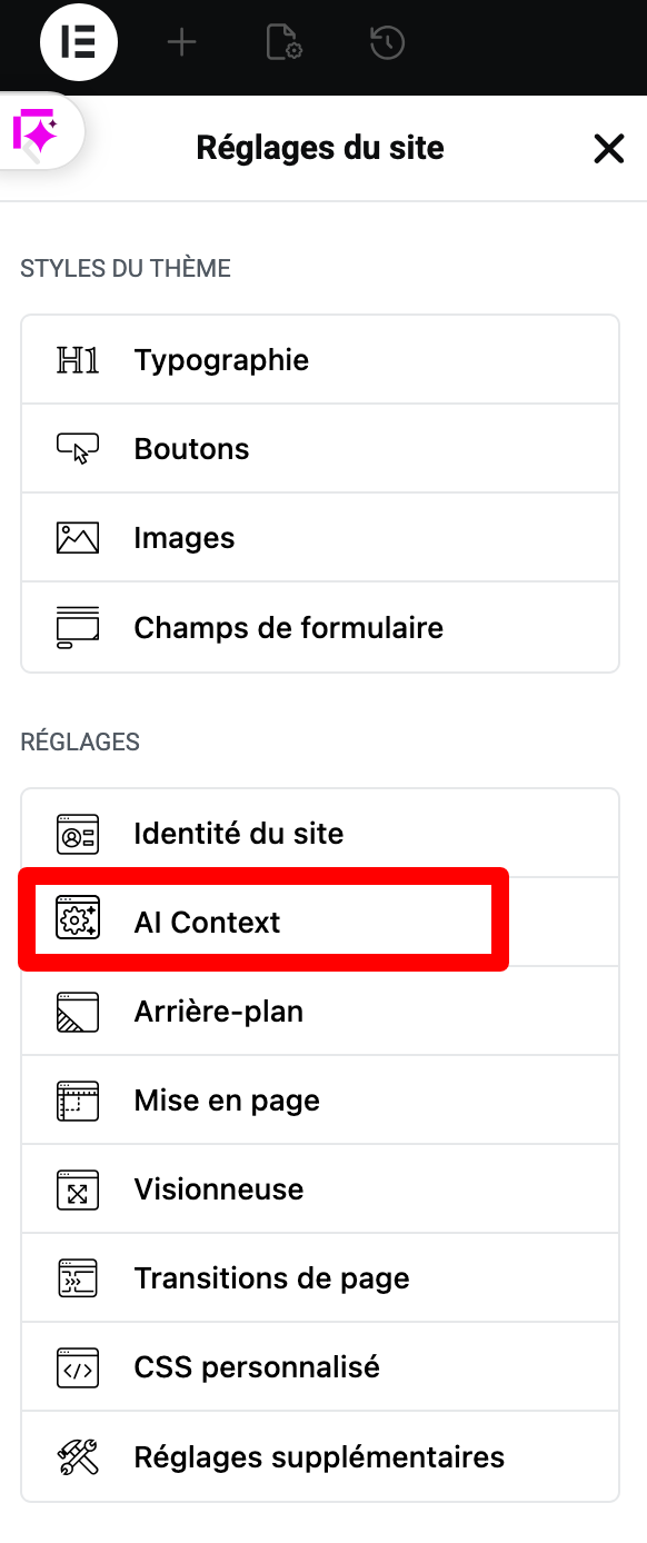 AI Context sur Elementor.