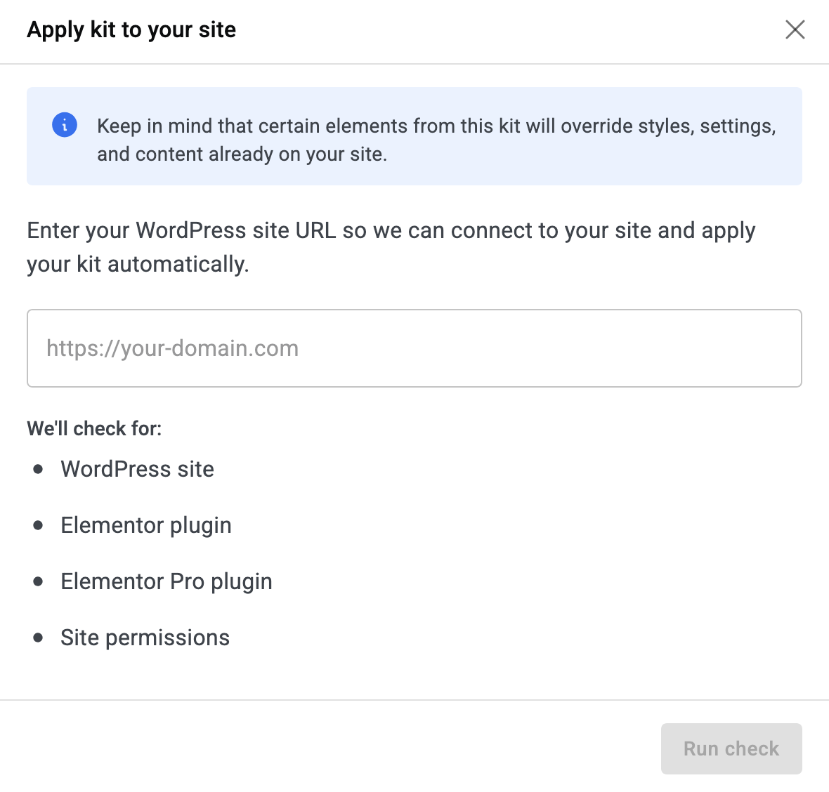 Application d'un kit Site Planner.