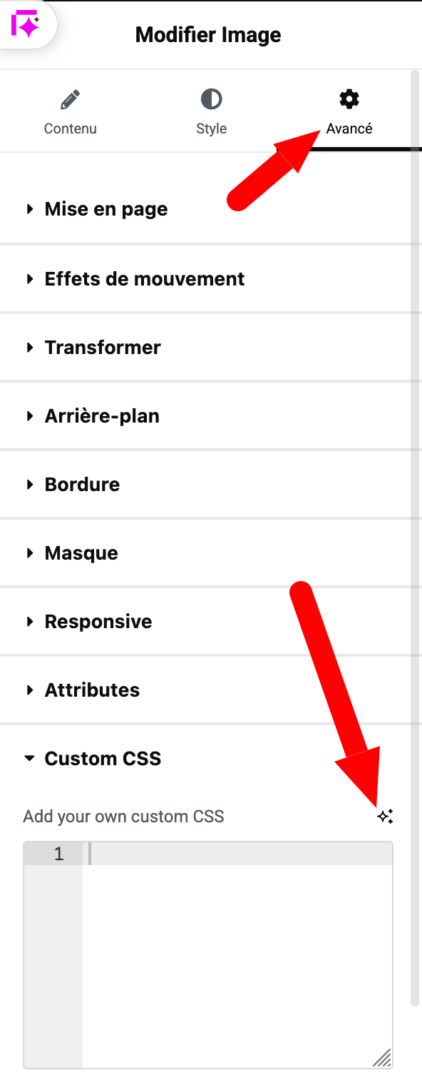 Ajout de code CSS personnalisé sur Elementor.