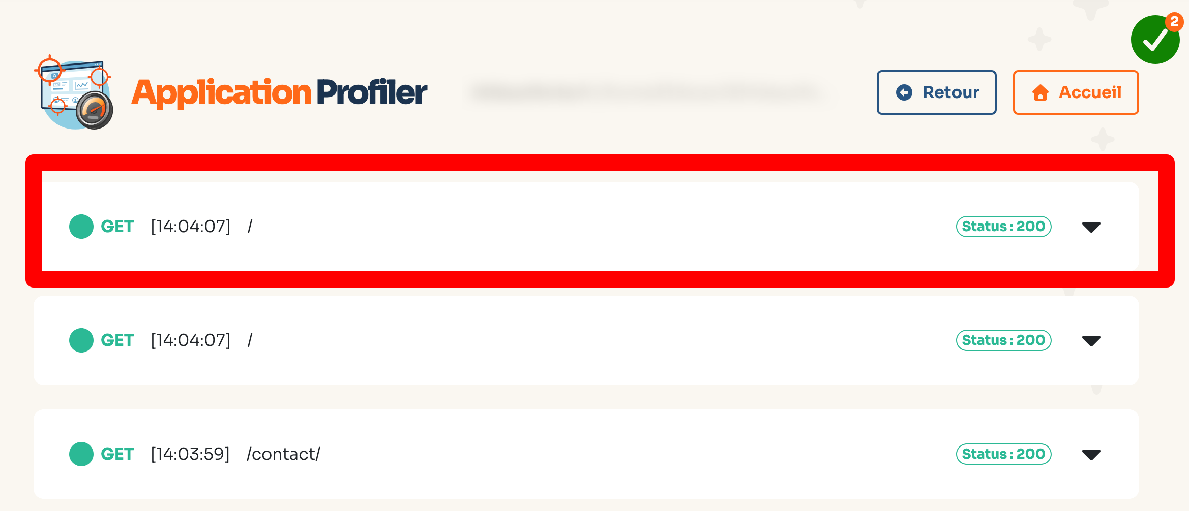 L'encart d'Application Profiler.