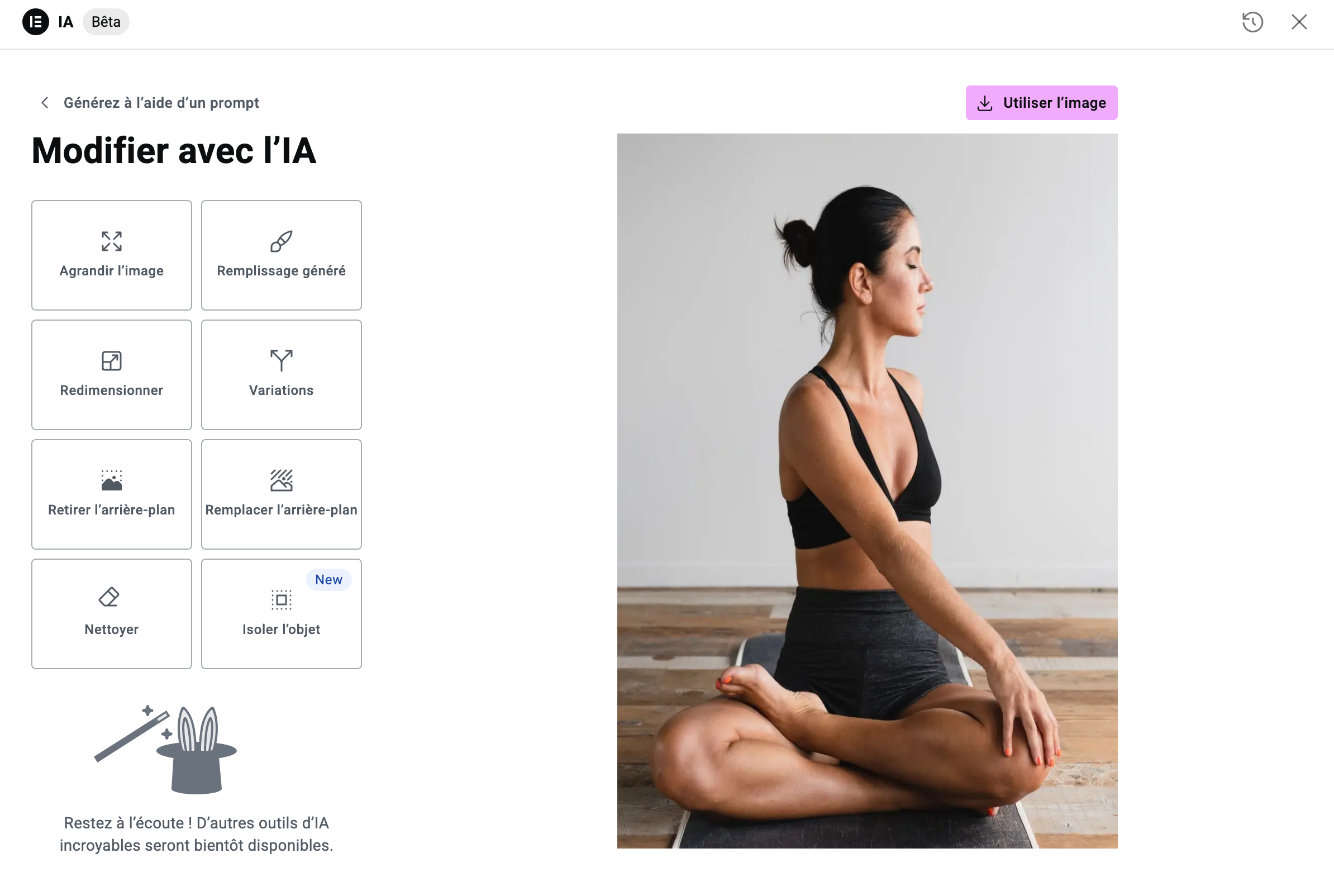 Une image IA sur Elementor.