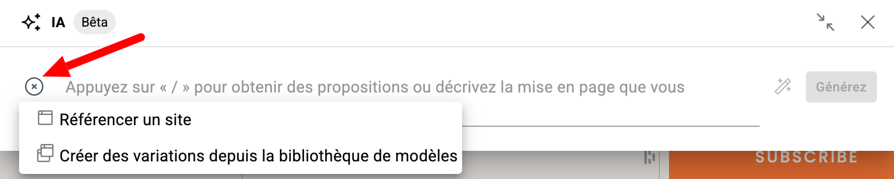 Option Référencer un site d'Elementor One.