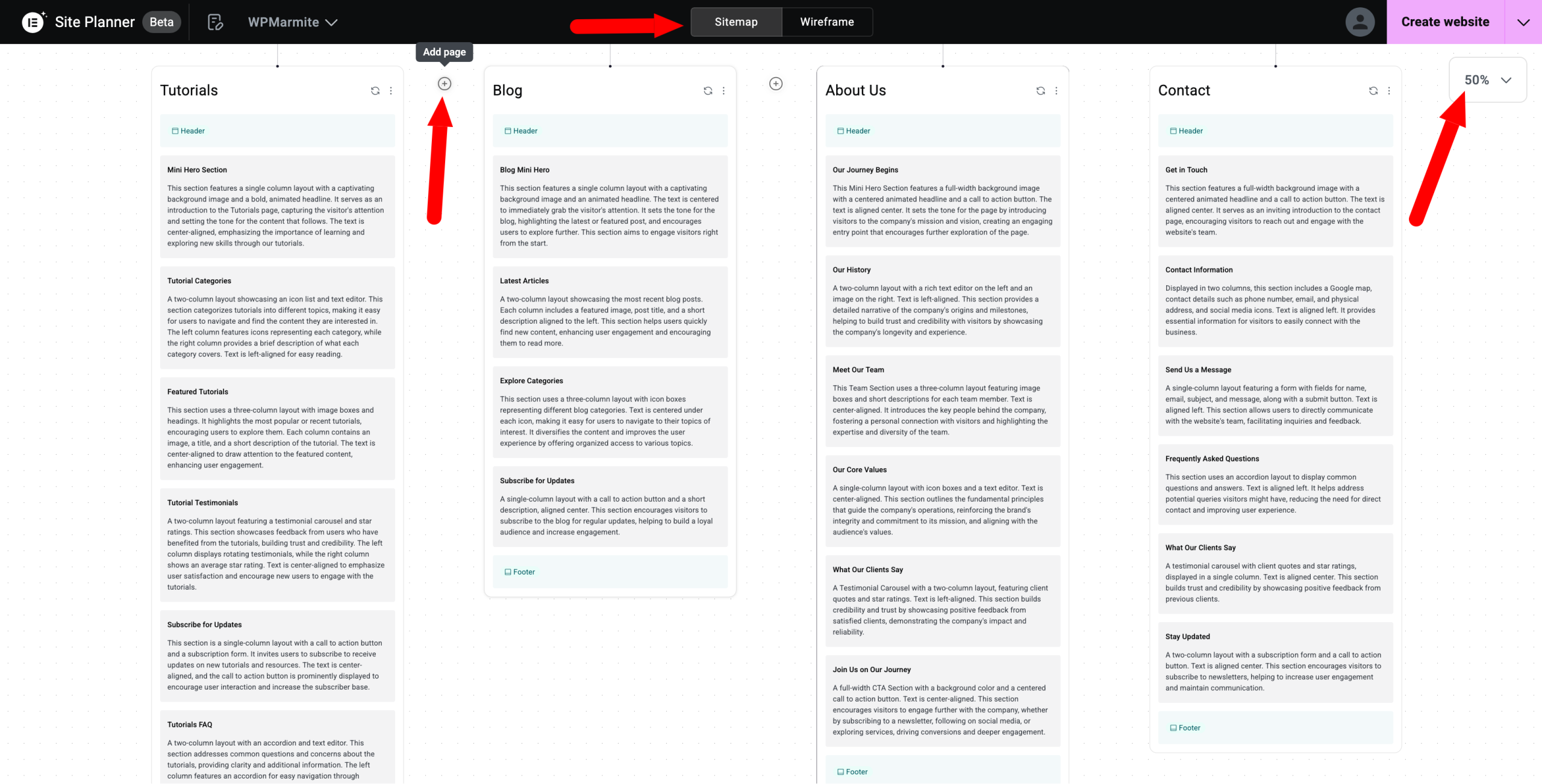 Sitemap from Elementor IA.