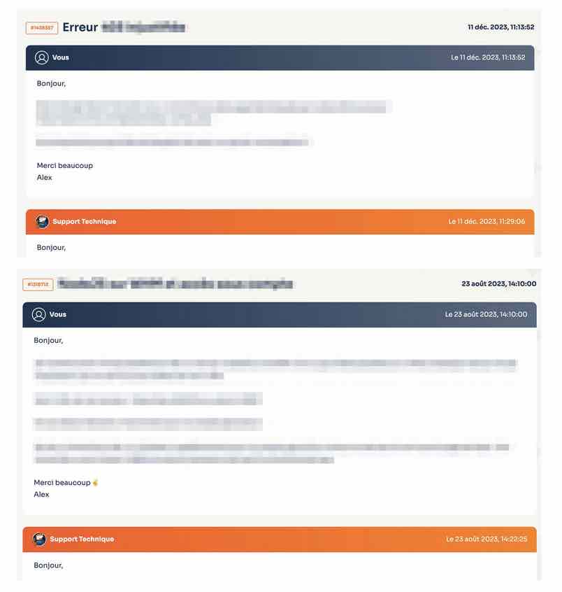 Réponses du support d'o2switch.