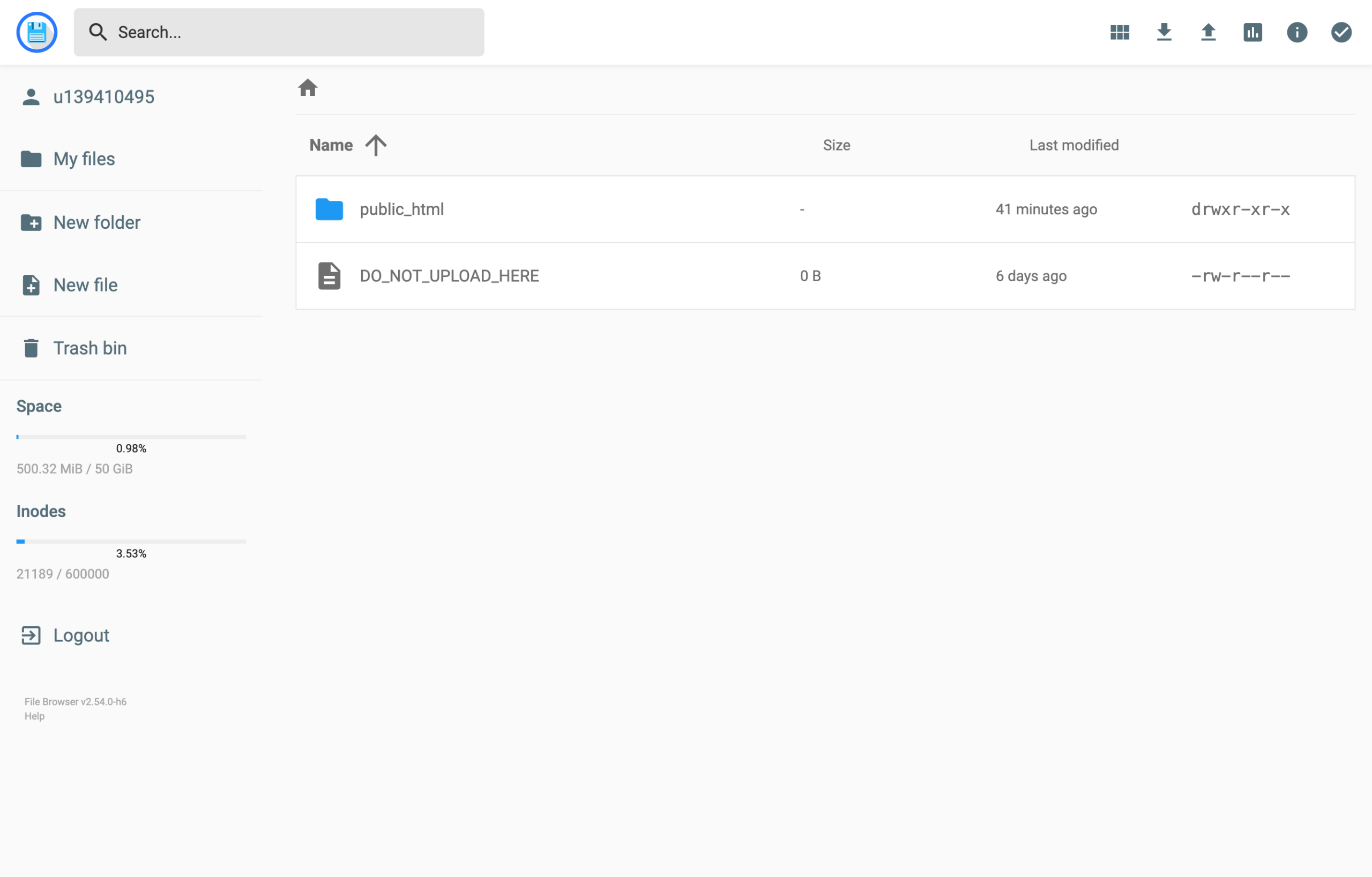 Le gestionnaire de fichiers de hPanel.