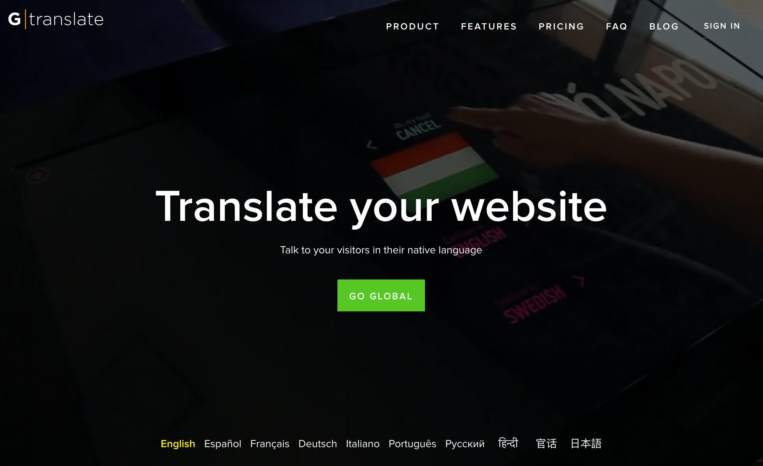 GTranslate homepage.