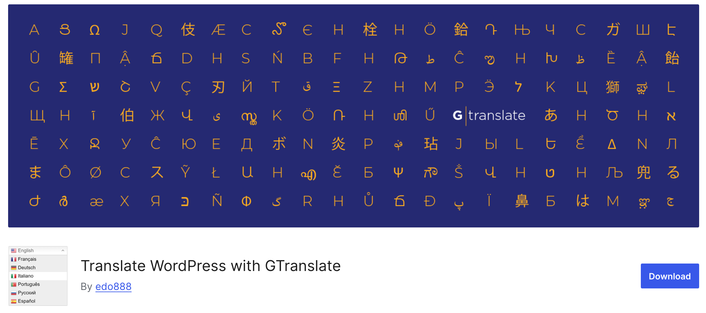 The WordPress GTranslate plugin