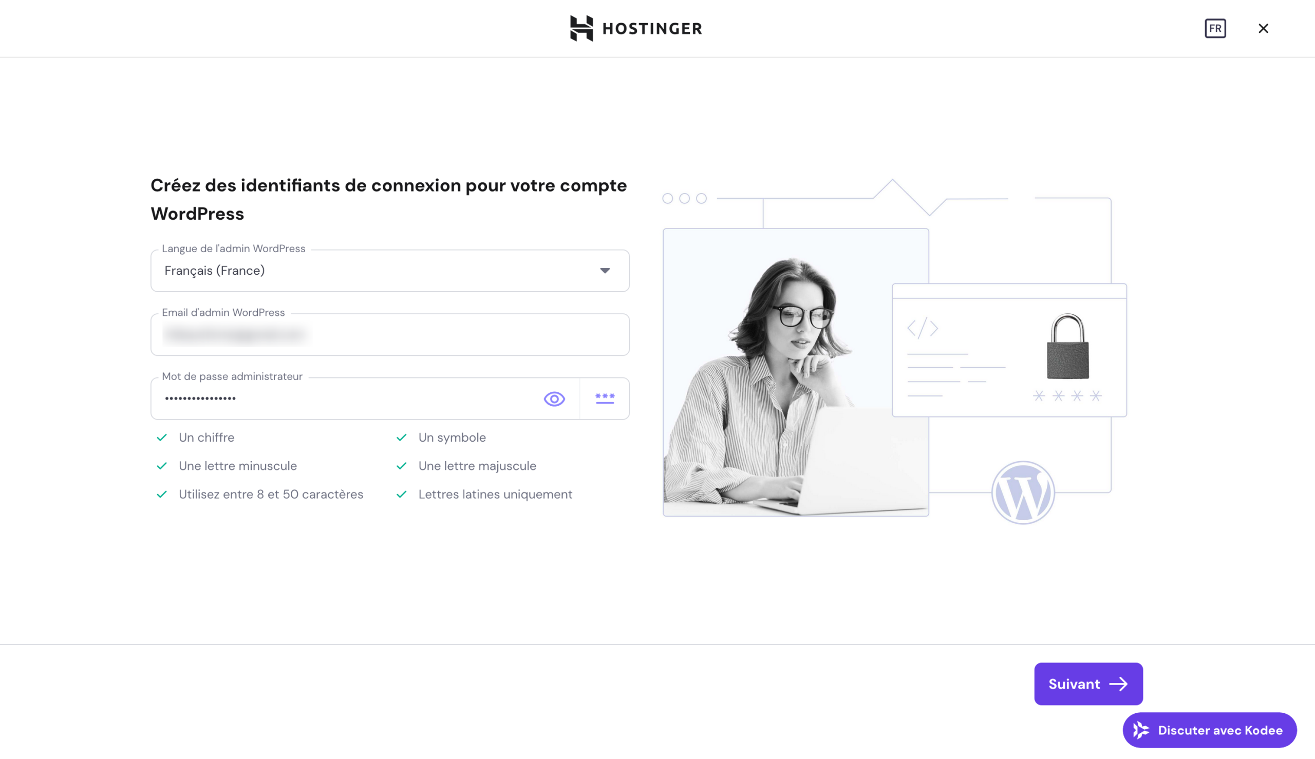 Les identifiants de connexion à WordPress.
