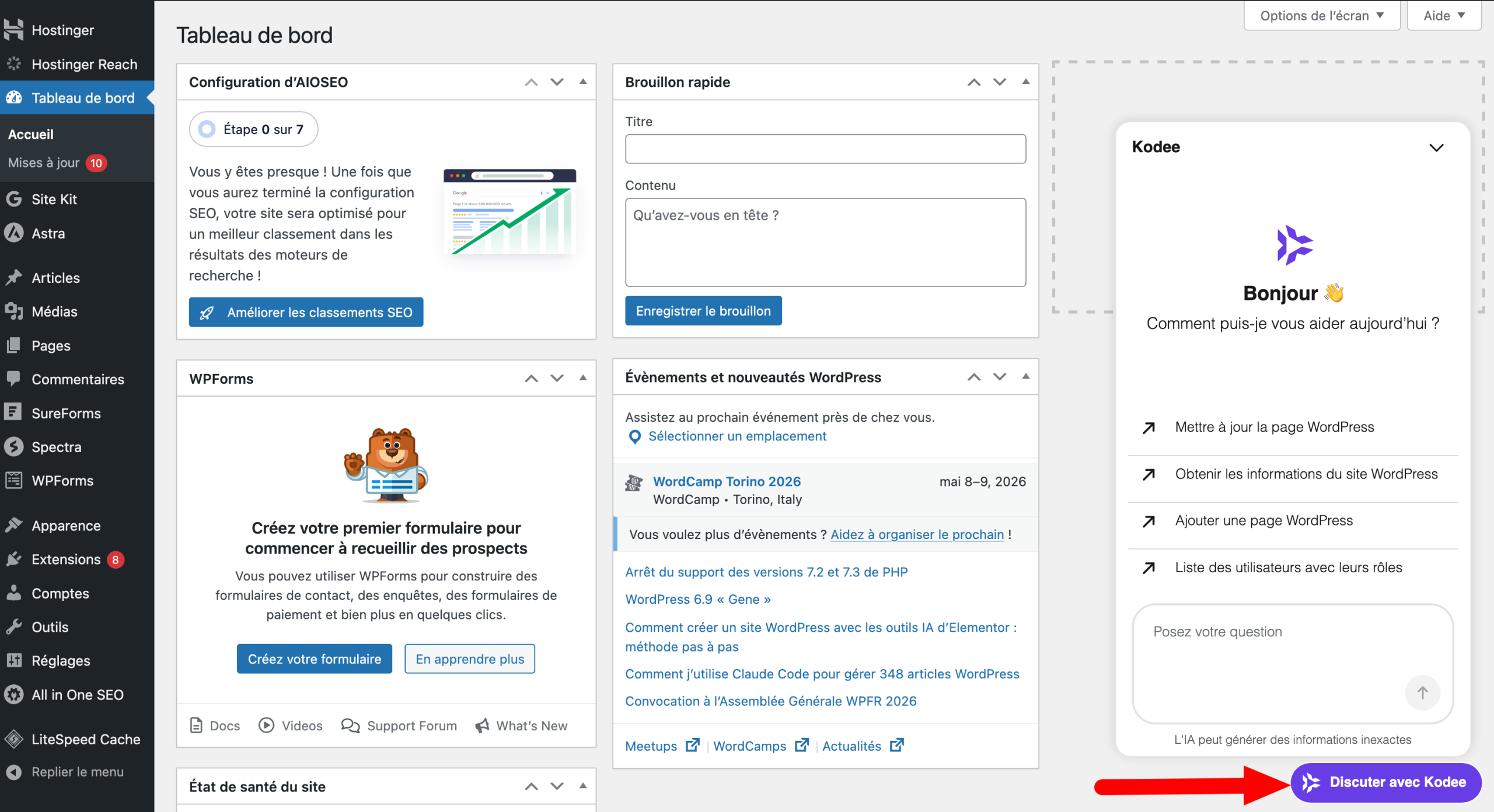 Chatbot Kodee d'Hostinger.