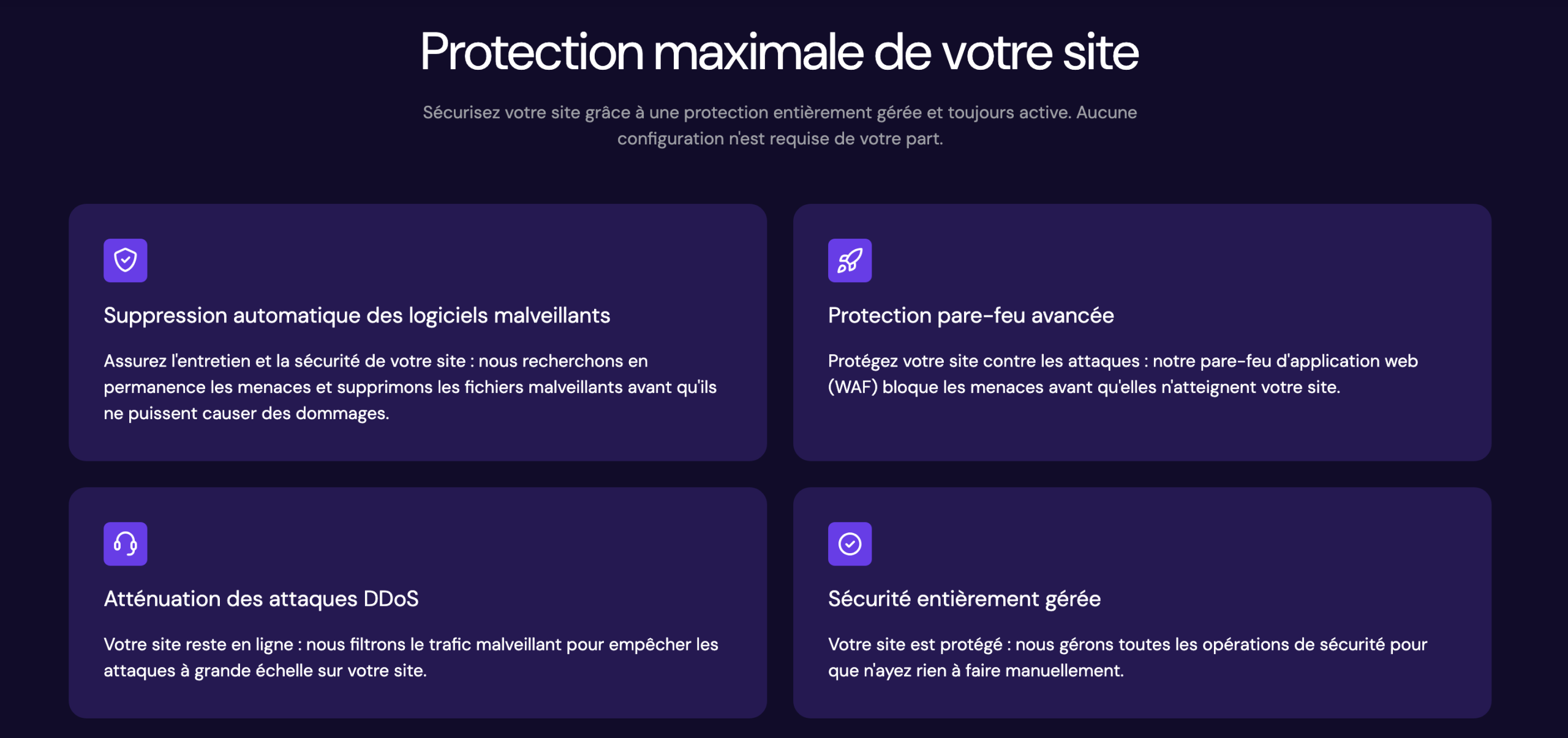 Mesures de protection de sécurité sur l'hébergement WordPress d'Hostinger.