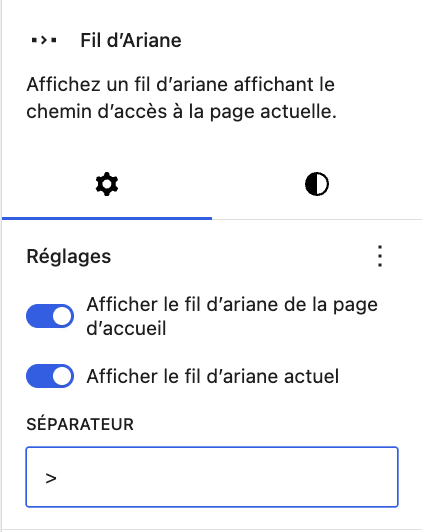 Le bloc Fil d'Ariane sur WordPress