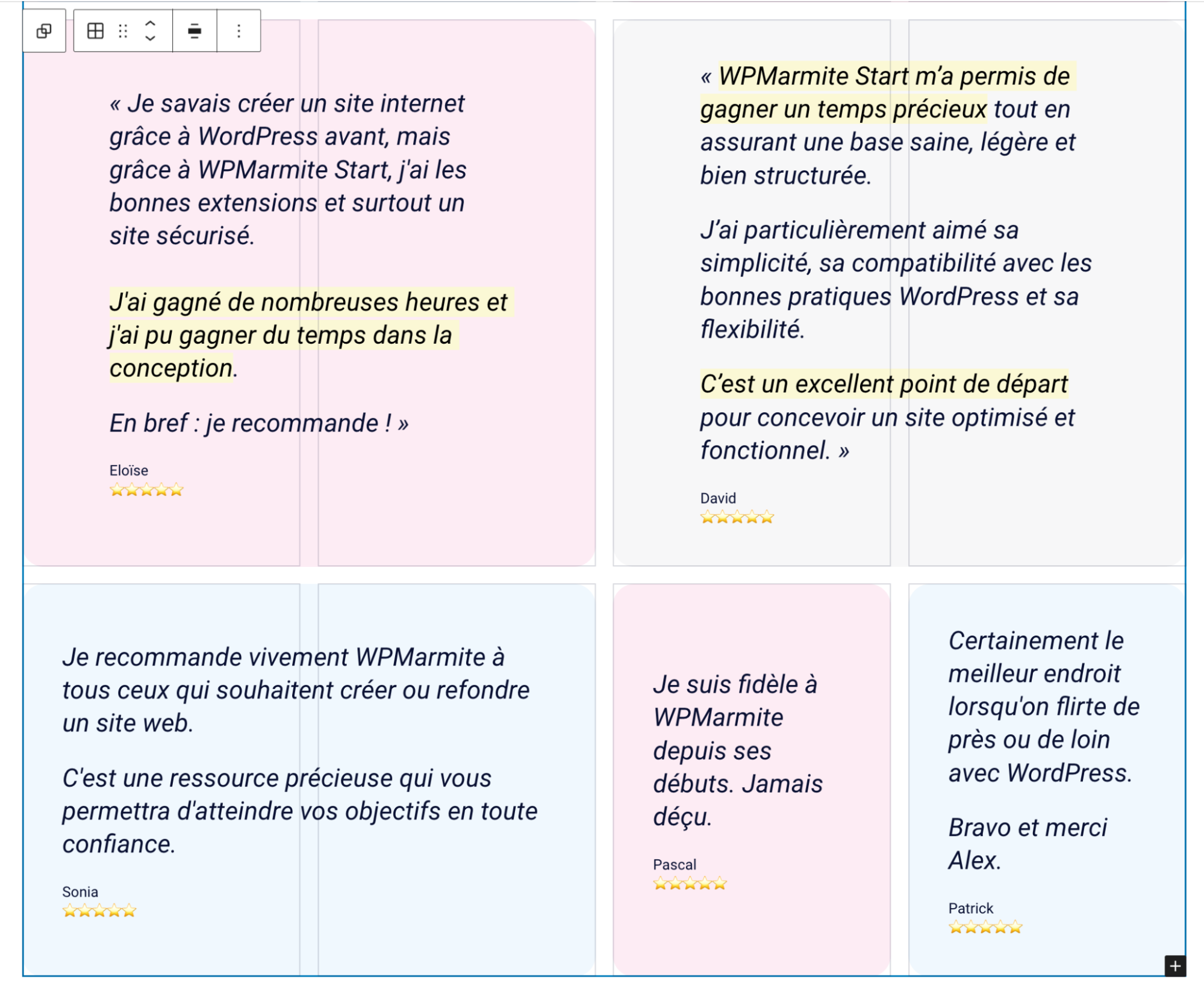 Le bloc Grille sur WordPress