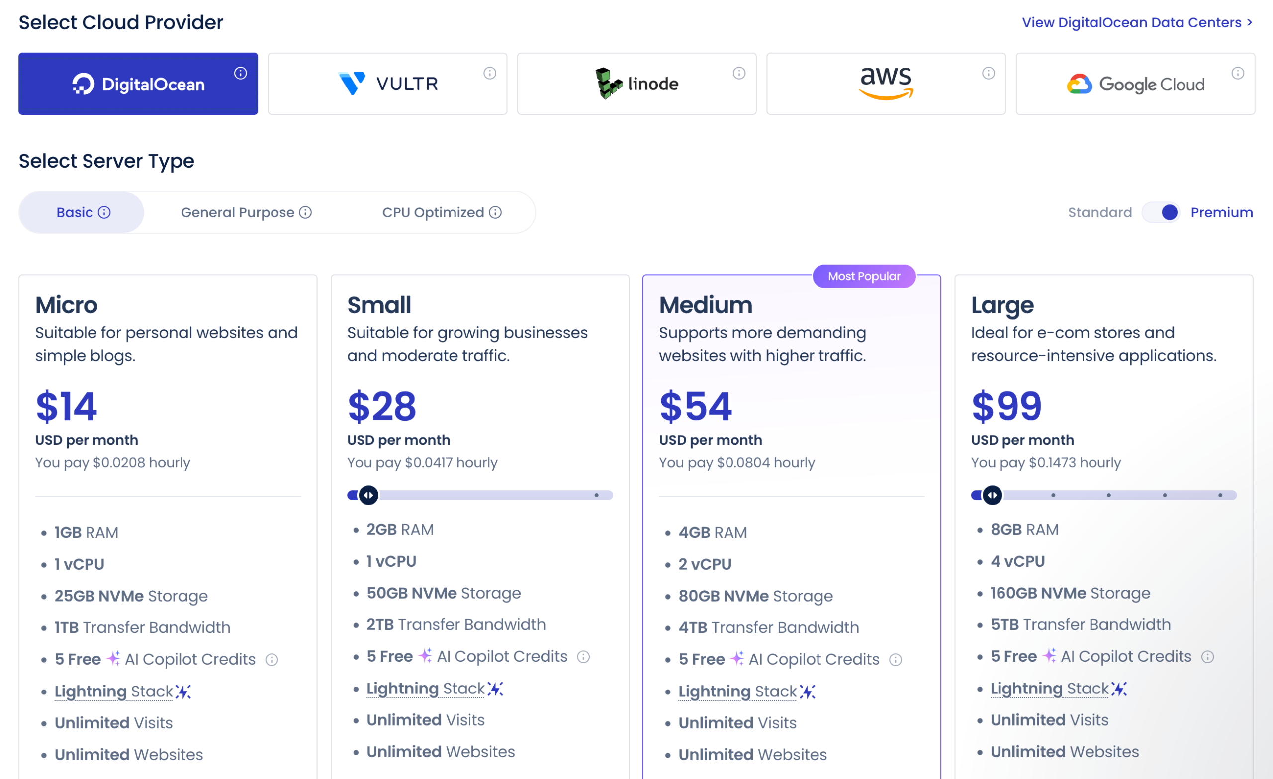 Pricing of the Cloudways Flexible plan.