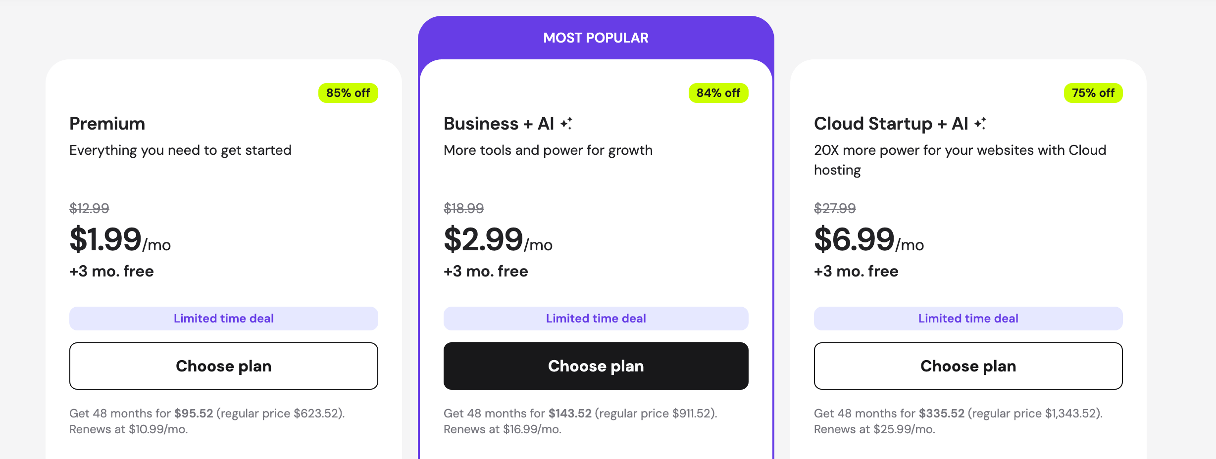 Hostinger plans prices.