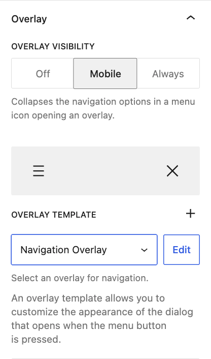 WordPress allows creating customizable overlays to design mobile menus