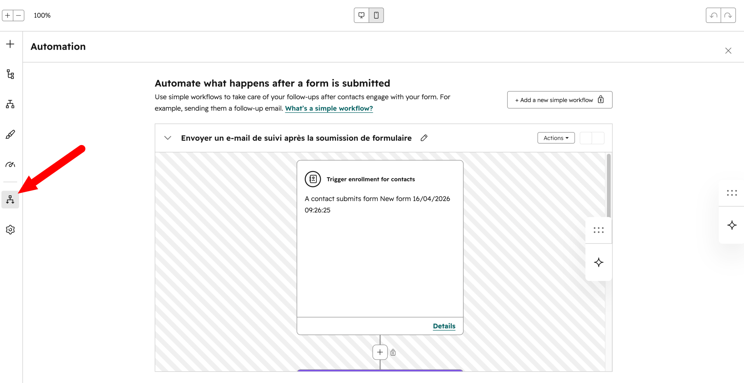 Automating an email in a HubSpot funnel.