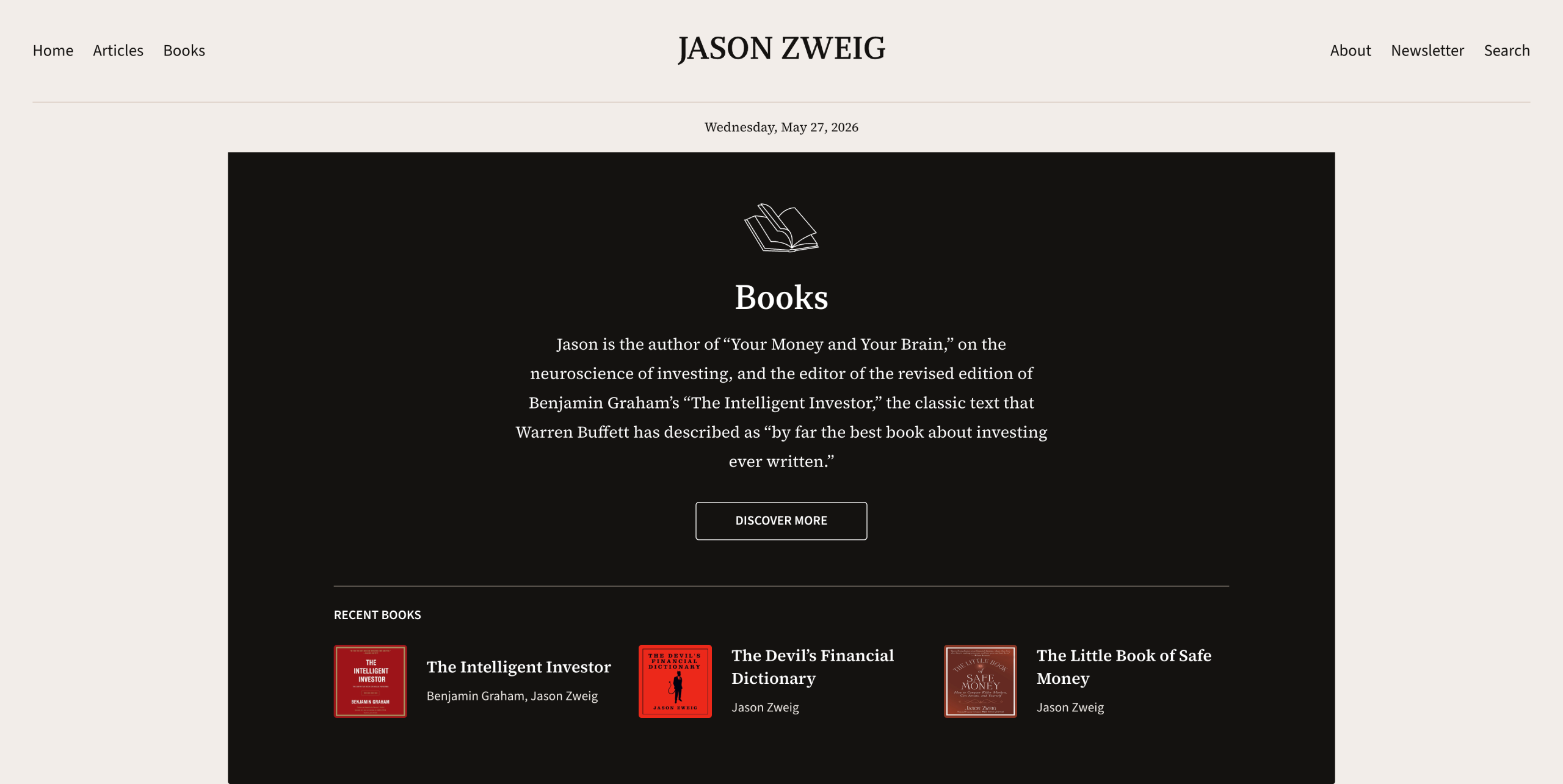 The website of author and journalist Jason Zweig