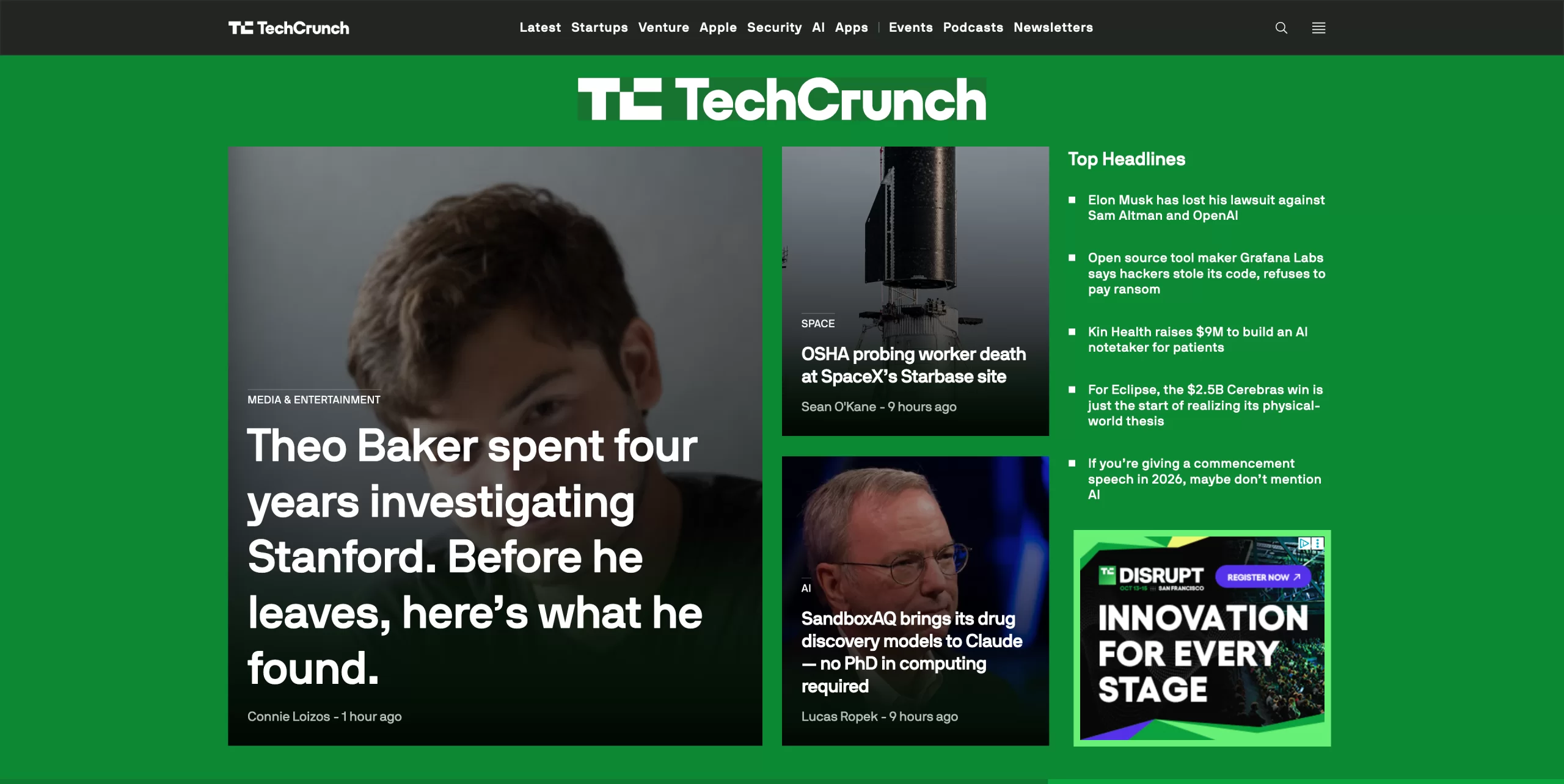 The TechCrunch website