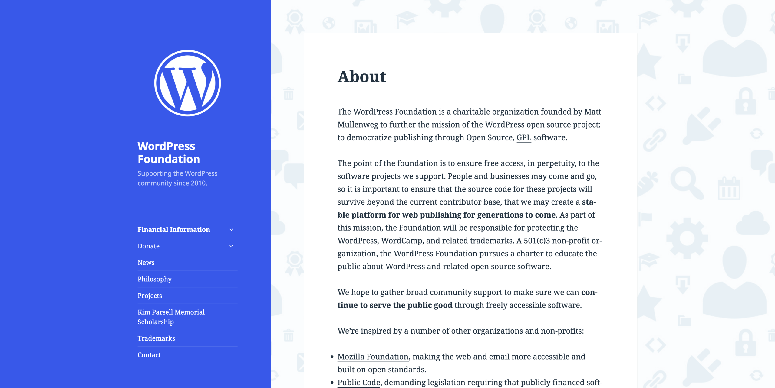 The WordPress Foundation website