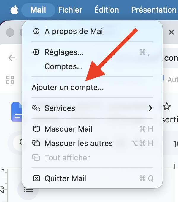 Ajout d'un compte sur Mail de Mac.
