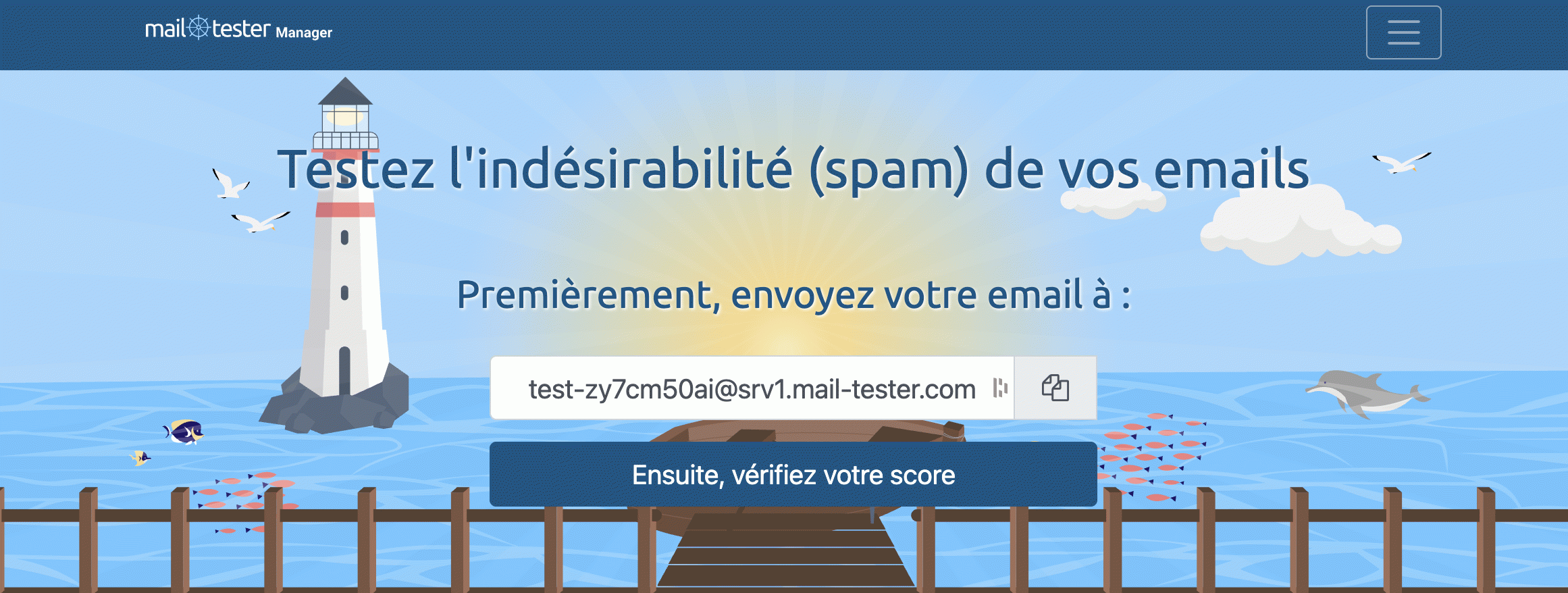 La page d'accueil de Mailtester.