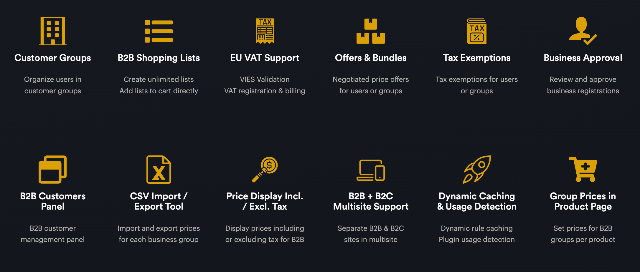 Quelques options proposées par B2BKing.